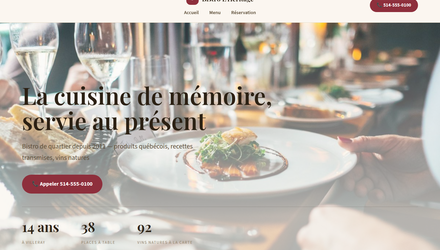 Exemple : Bistro L'Héritage (site d'une page) Exemple : Bistro L'Héritage (site d'une page)
